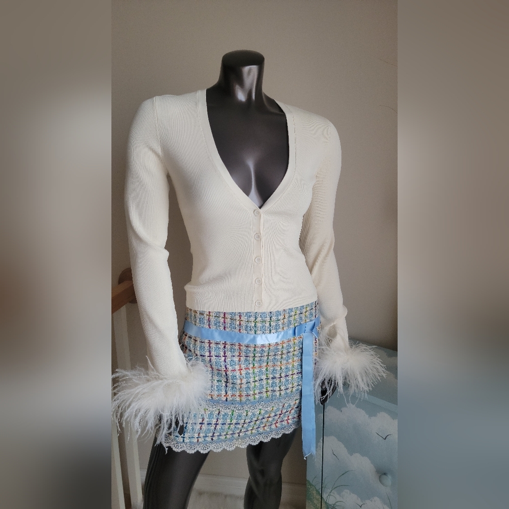 Sold NWT Ronny Kobo Aiden Knit Feather Cardigan